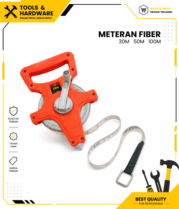 Meteran Fiber 30m 50m 100m HPP