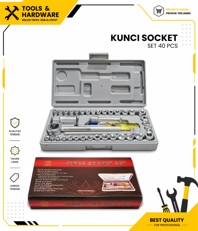 Kunci Socket Set 40 PCS HPP