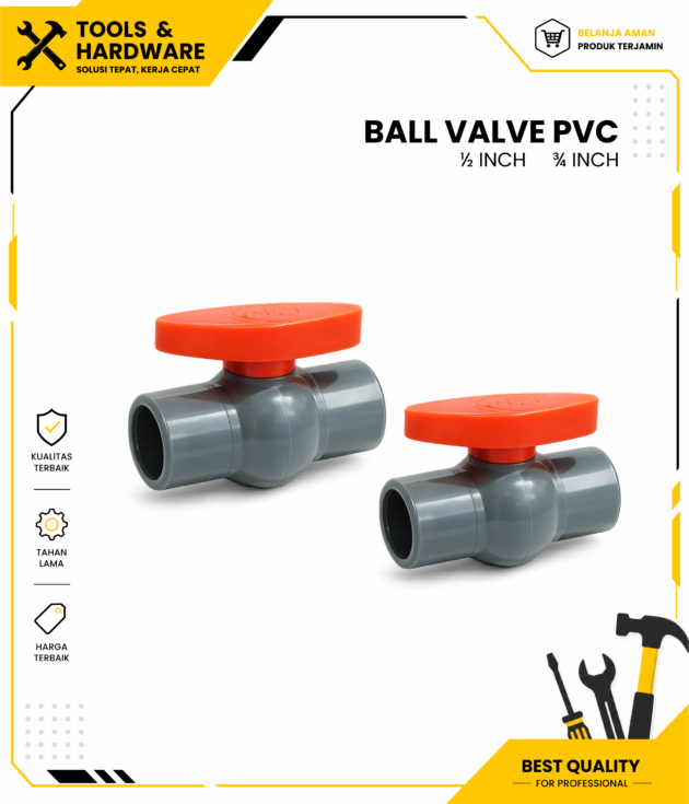 Ball Valve Stop Kran Polos PVC 1/2 Inch 3/4 Inch HPP