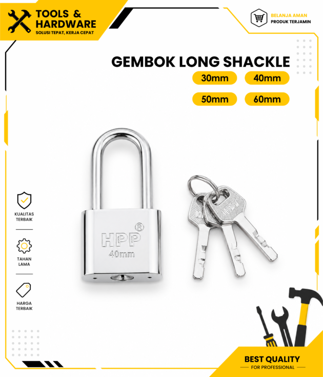 Gembok Long Shackle 30mm 40mm 50mm 60mm HPP