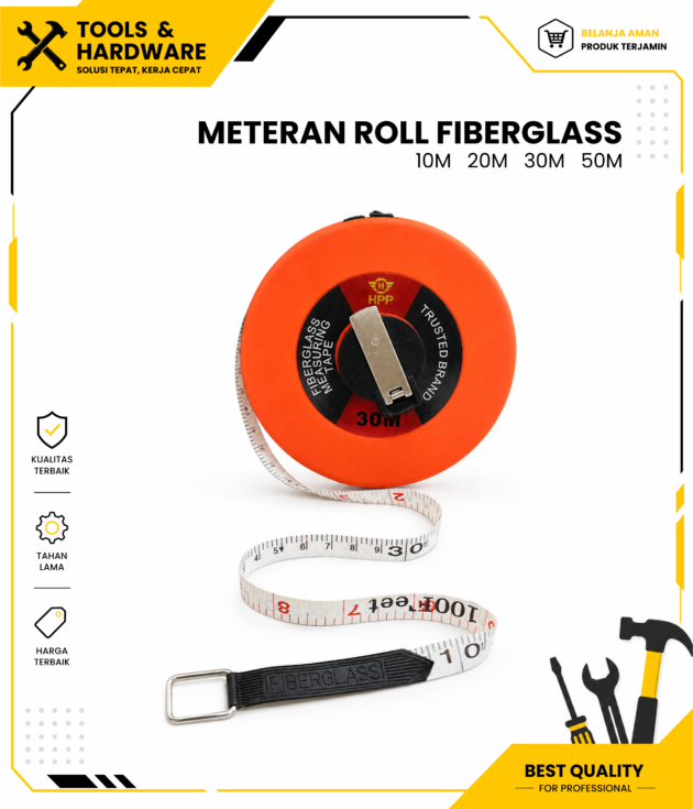 Meteran Roll Fiberglass 10M 20M 30M 50M HPP