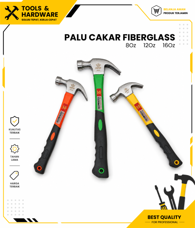 Palu Cakar Fiberglass / Palu Kambing HPP 8 Oz 12 Oz 16 Oz