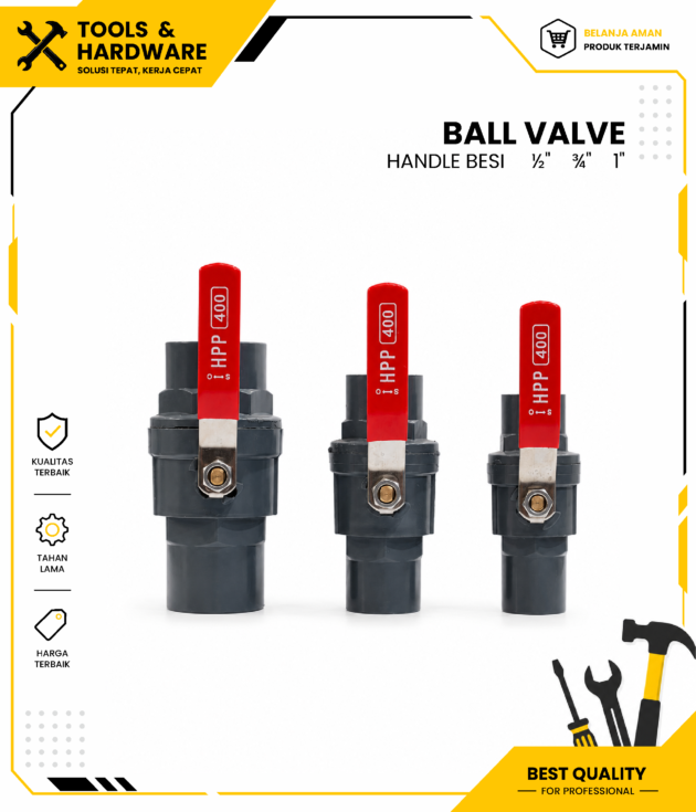 Ball Valve Handle Besi / Stop Kran Plumbing 1/2 Inch 3/4 Inch 1 Inch HPP