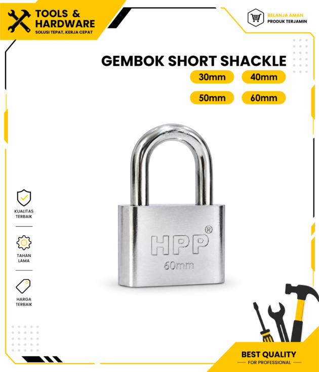 Gembok Short Shackle / Gembok Leher Pendek 30mm 40mm 50mm 60mm HPP